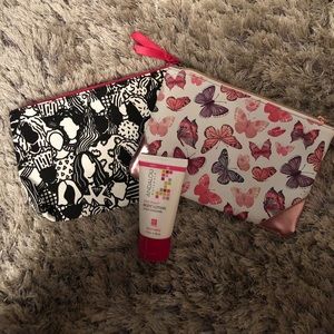 Makeup bags with body lotion